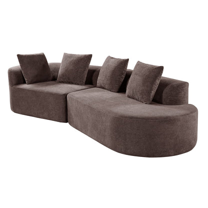 116" Brown Sectional Sofa with Chaise Lounge - Foam Polyester