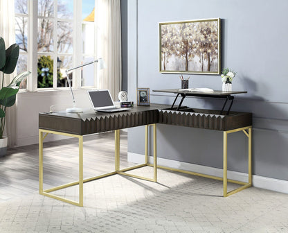Walnut Computer Desk - Industrial Style with Drawers