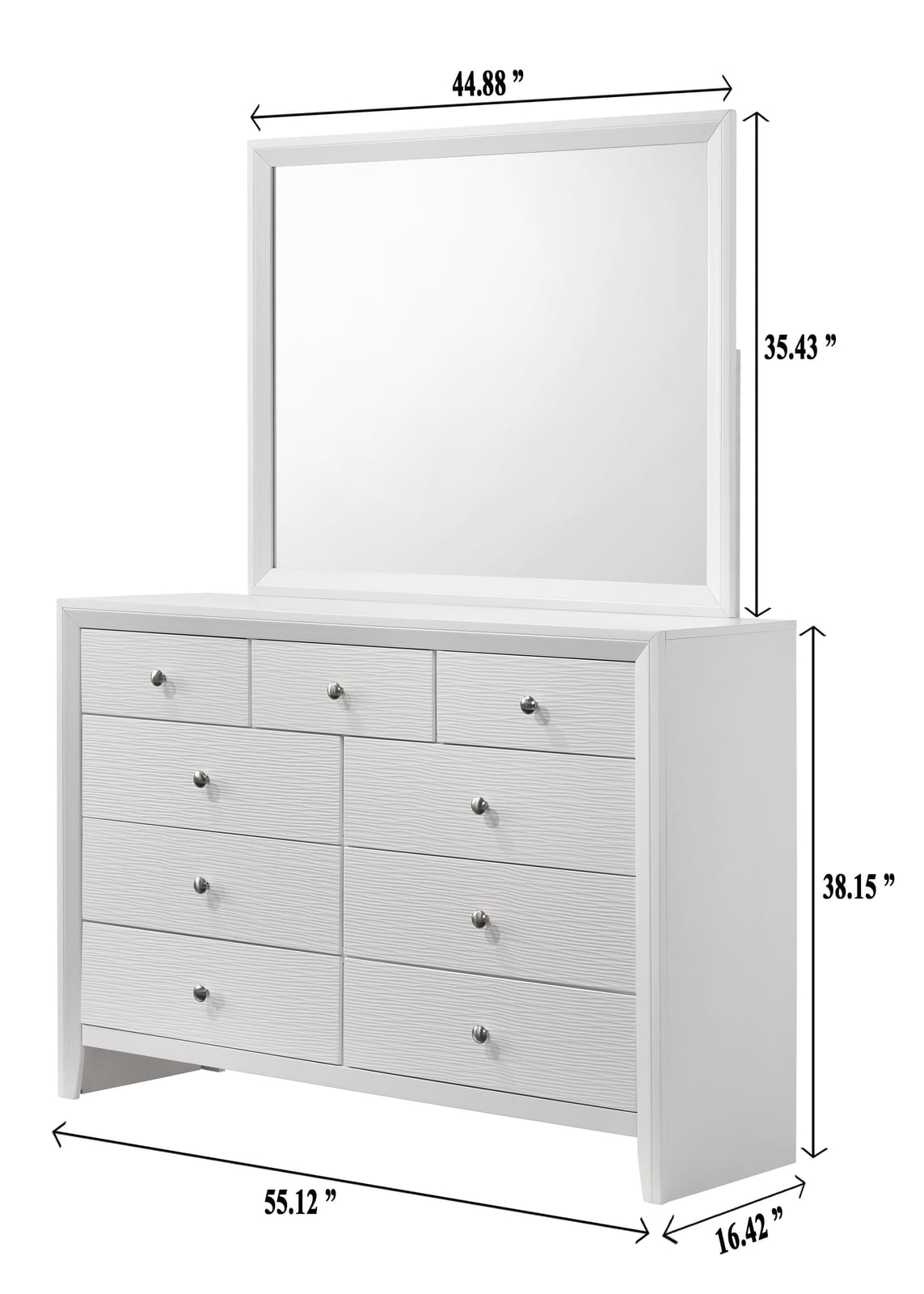 White 9-Drawer Dresser - Modern Wood Bedroom Storage