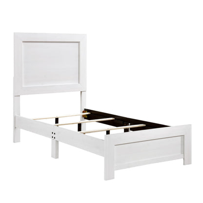 White Twin Size Panel Bed - Wooden Bedroom Furniture 1pc
