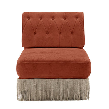 Red Brown Velvet Modular Sectional Sofa - 1 Seat