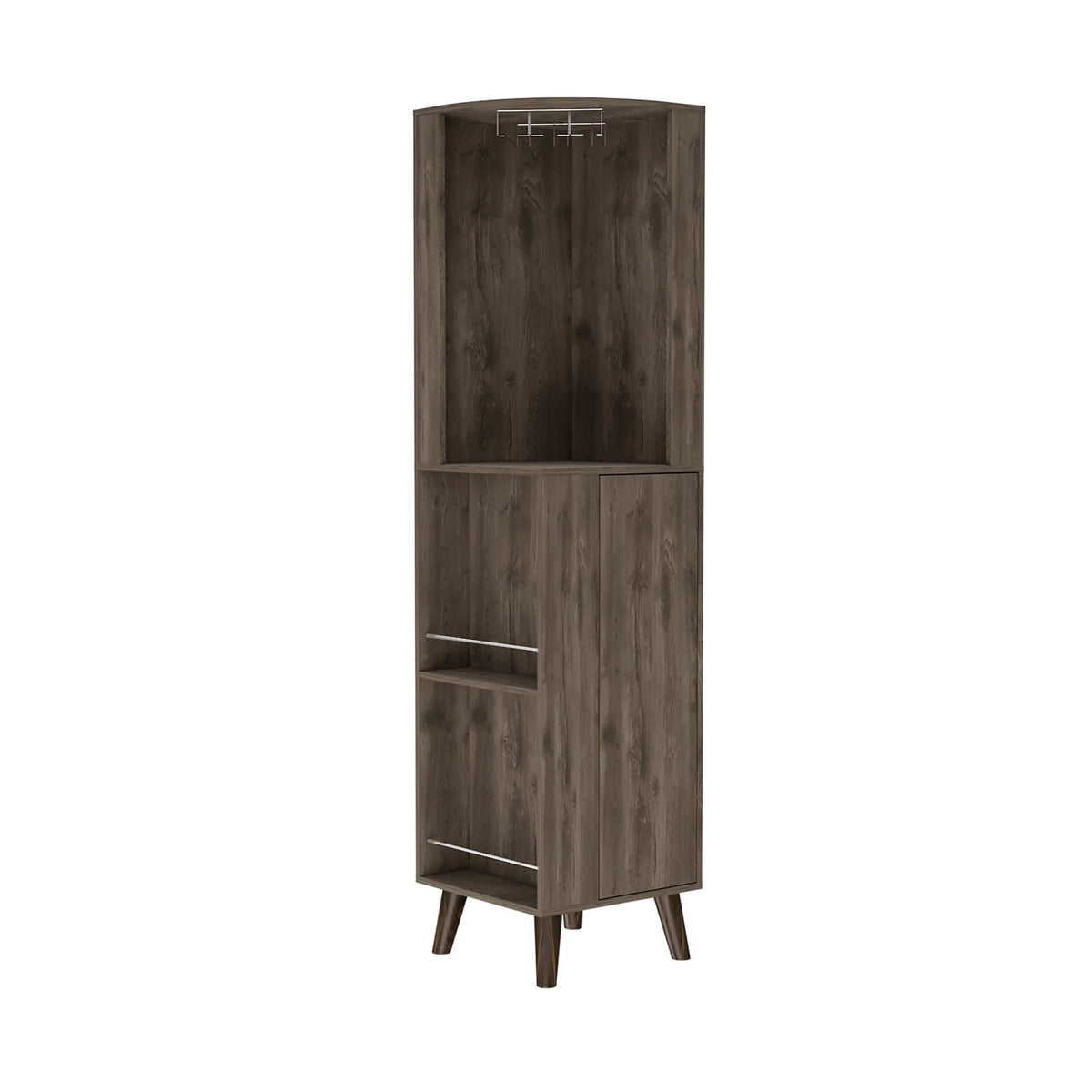 Dark Brown 1-Drawer 2-Shelf Corner Bar Cabinet - Storage & Display
