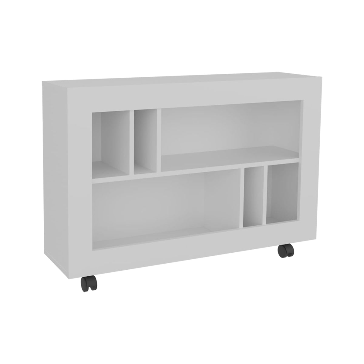 Console Table Cart, 5 Shelves, 4 Casters - White