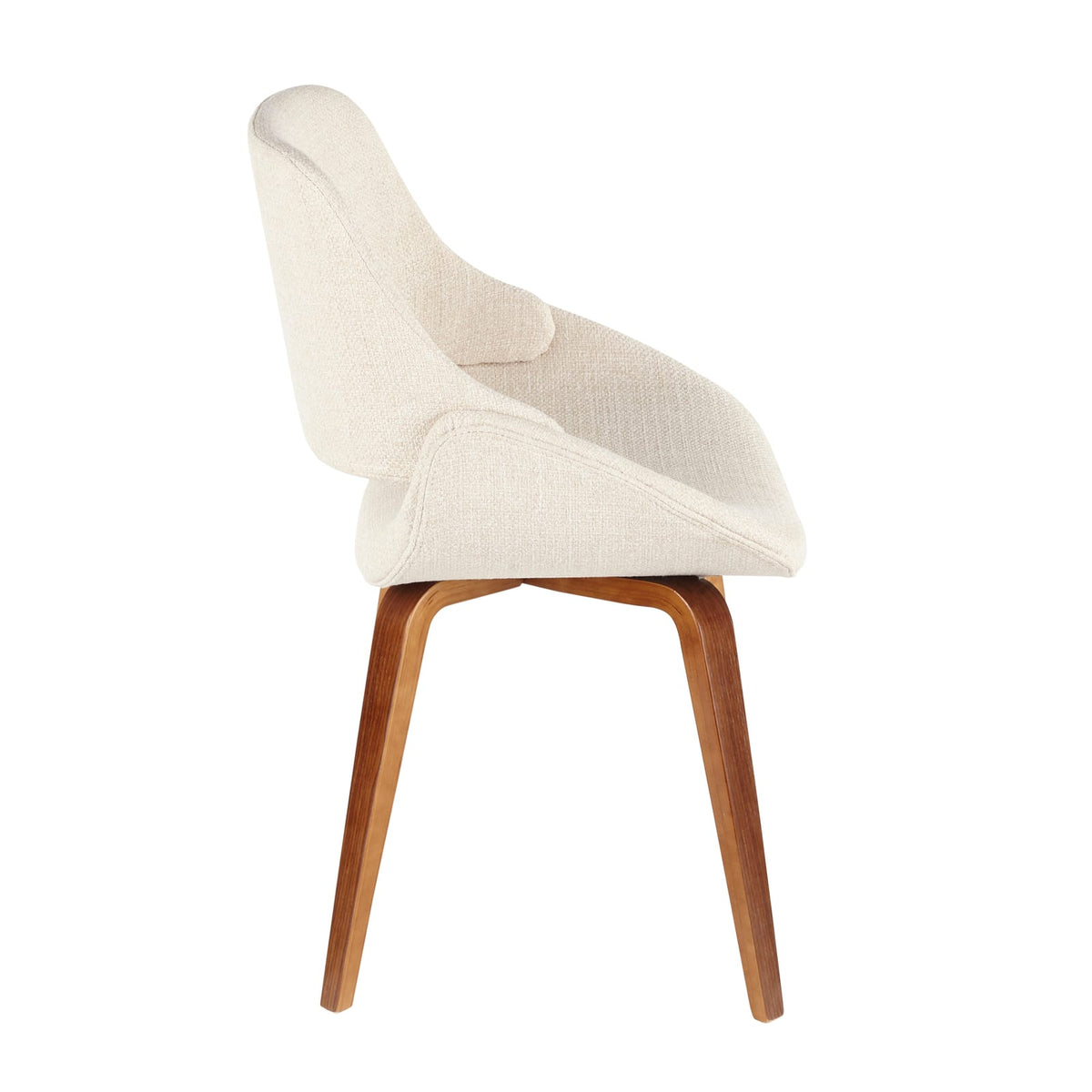 Mid-Century Modern Dining Accent Chairs - Cream Fabric Set of 2