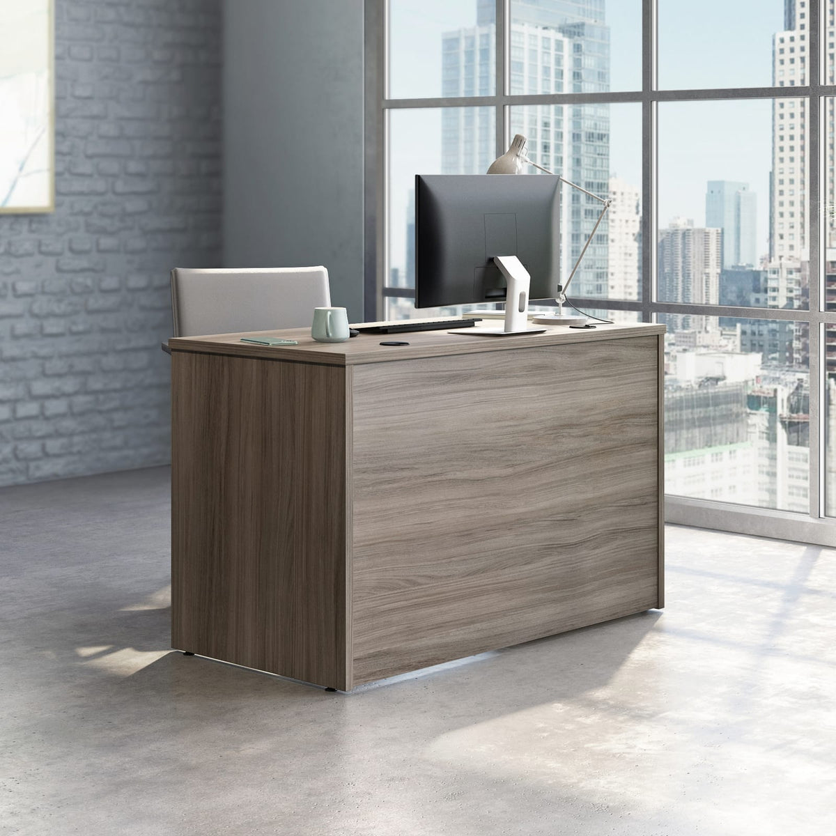 48" Brown Computer Desk - Lockable Storage, Freestanding