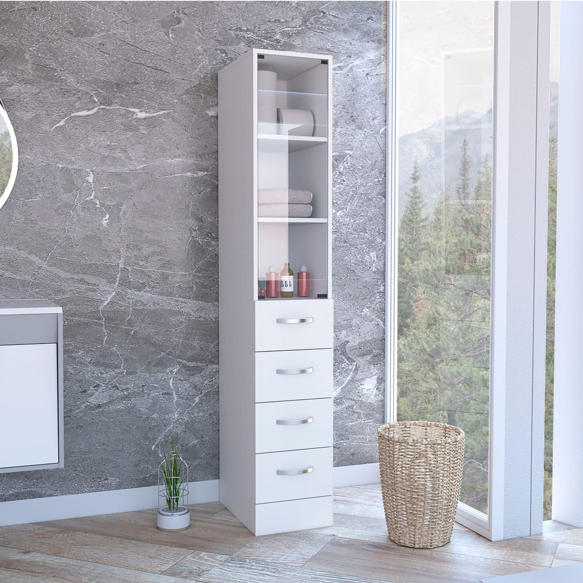 4+ Drawer Bathroom Cabinet - White Freestanding Storage