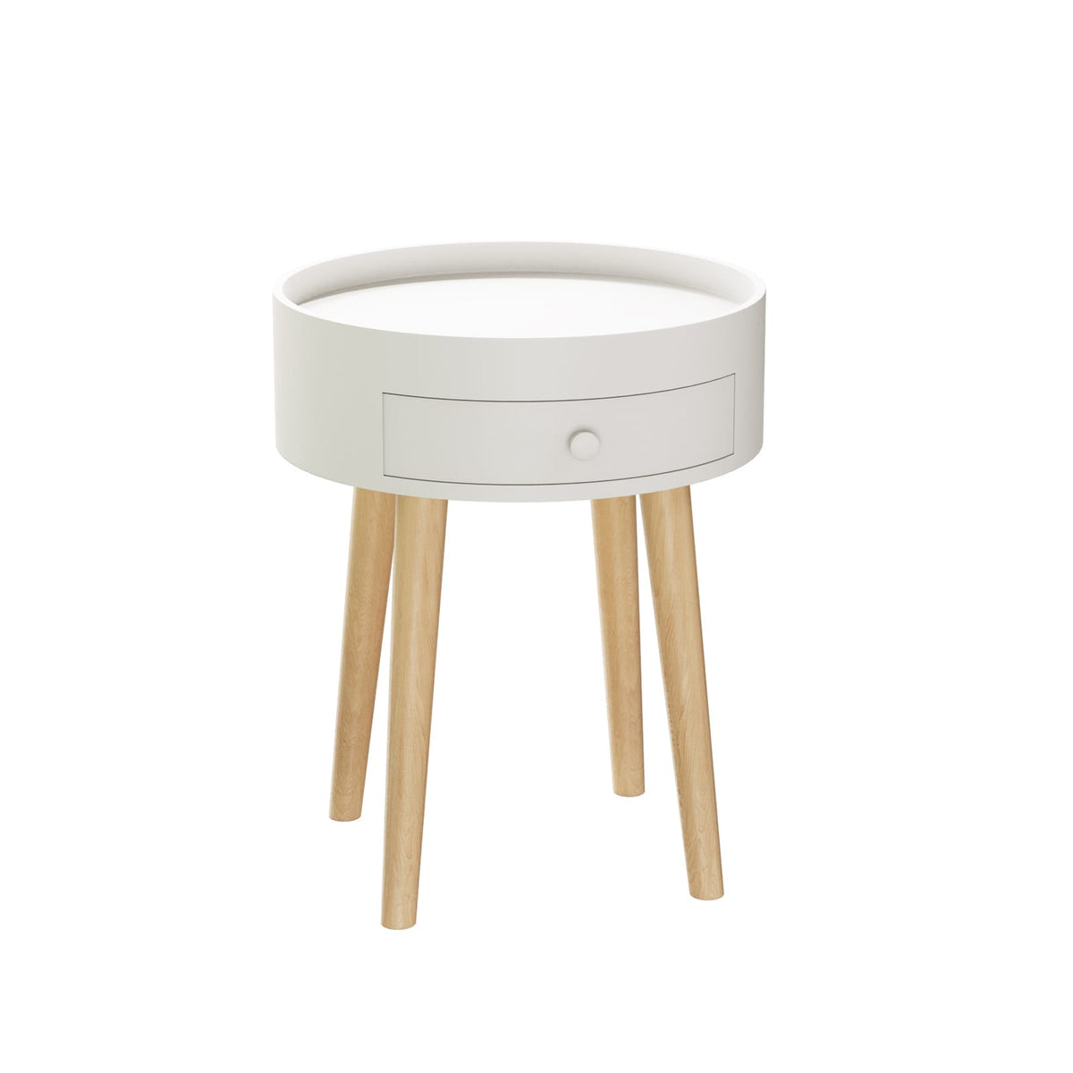 18"H Nightstand with Storage Drawer - White MDF Table