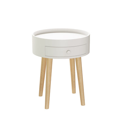 18"H Nightstand with Storage Drawer - White MDF Table