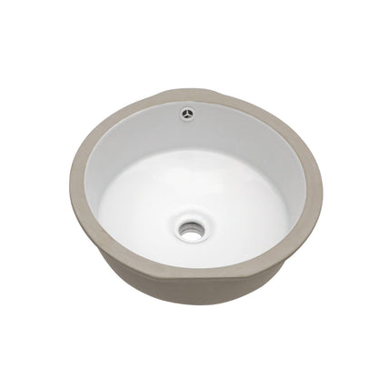 White Ceramic Round Undermount Bathroom Sink with Overflow