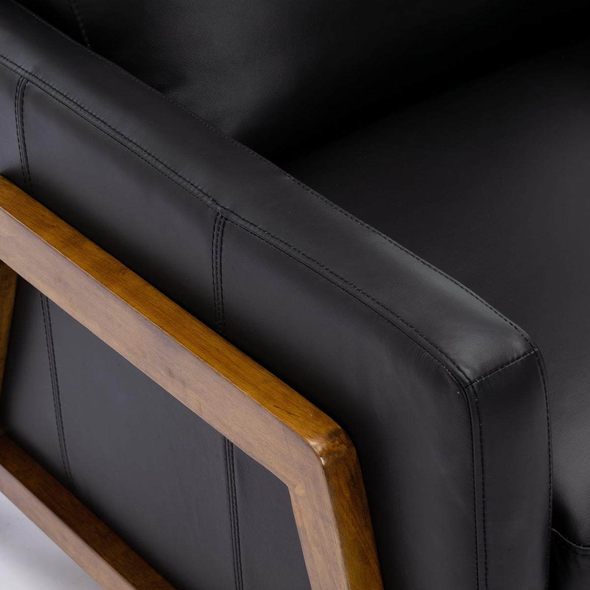 Richland Leather Push Back Recliner - Black: Modern Comfort & Style