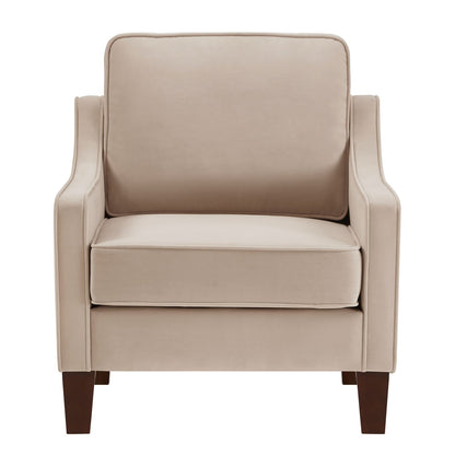 Taupe Velvet Sofa - 29" Espresso Wood Frame