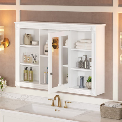 White Bathroom Storage Cabinet - 1 Door Mirror Cabinet