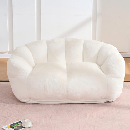 Beige Faux Fur Floor Lazy Sofa for Living Room Comfort