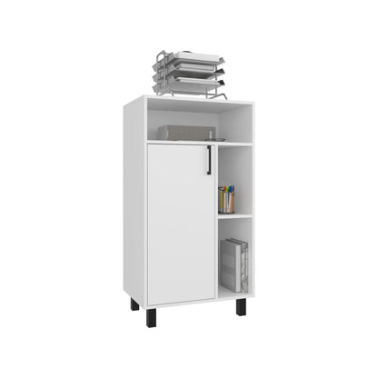 White 1 Door Storage Cabinet - 3 Shelves, Office Storage for Living Room