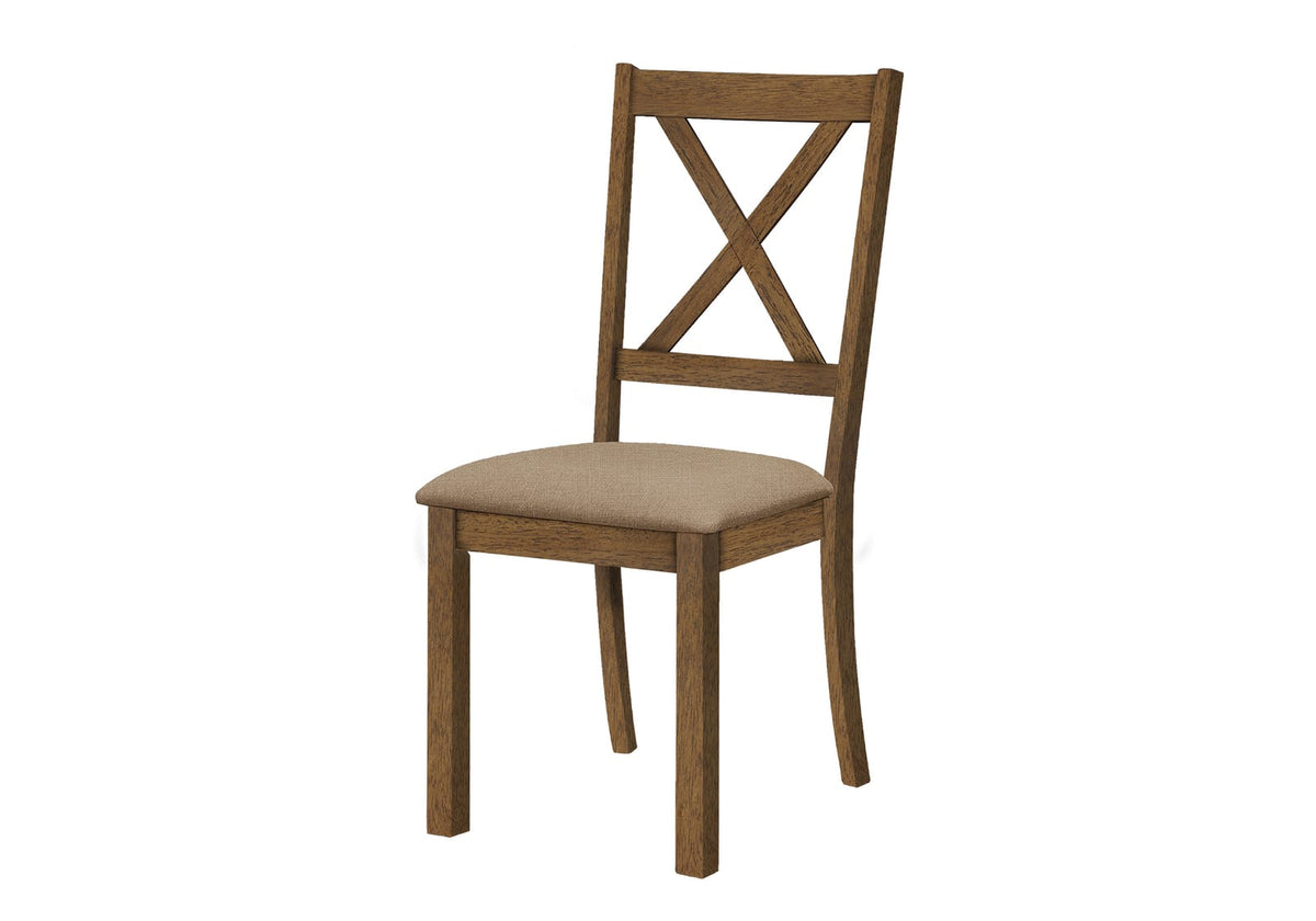 Set of 2 Walnut Wood Dining Chairs Beige Fabric