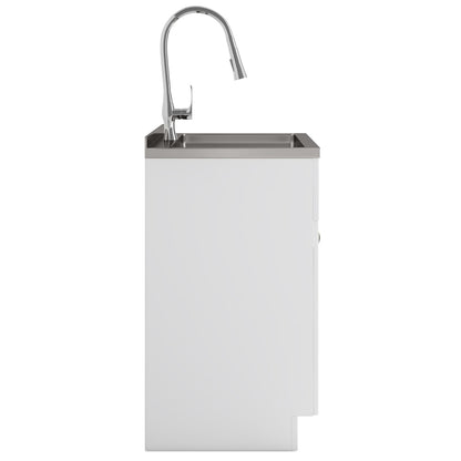 Beckham 28" Laundry Cabinet - White with Sink & Faucet