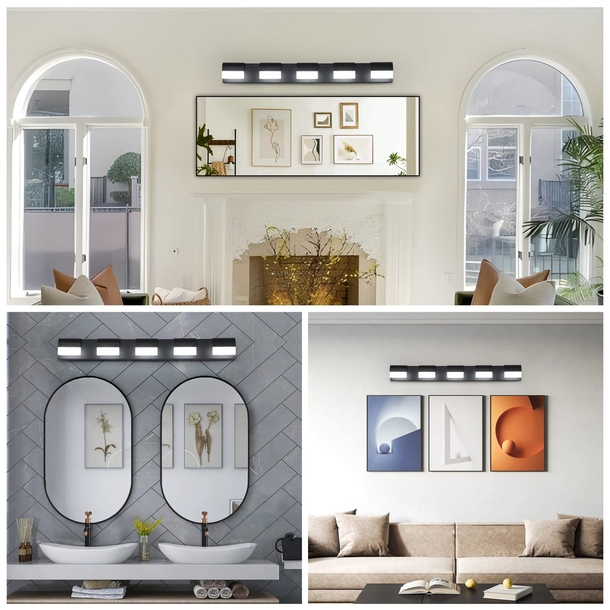 Modern Black Iron Bathroom Vanity Lighting - 5 Light LED