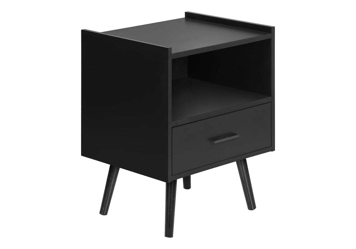 Black Laminate Storage Accent Table - Nightstand & End Table