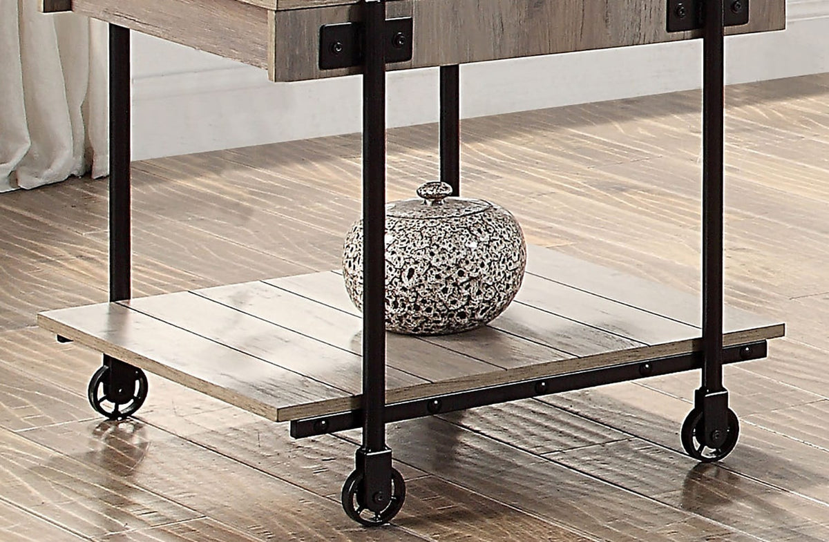 Industrial End Table - Black Paper, Steel Frame