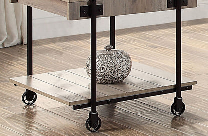 Industrial End Table - Black Paper, Steel Frame