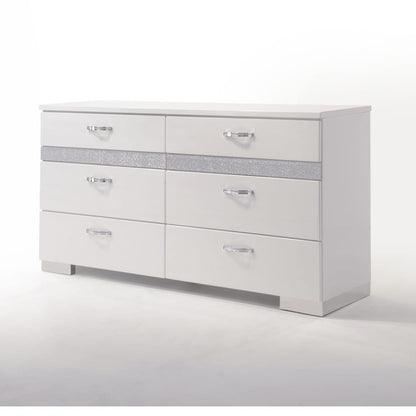 Naima II White Dresser - 6 Drawers Storage for Bedroom