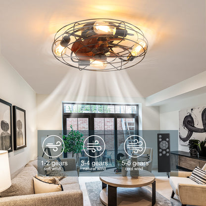 Black Iron Ceiling Fan with Remote Control