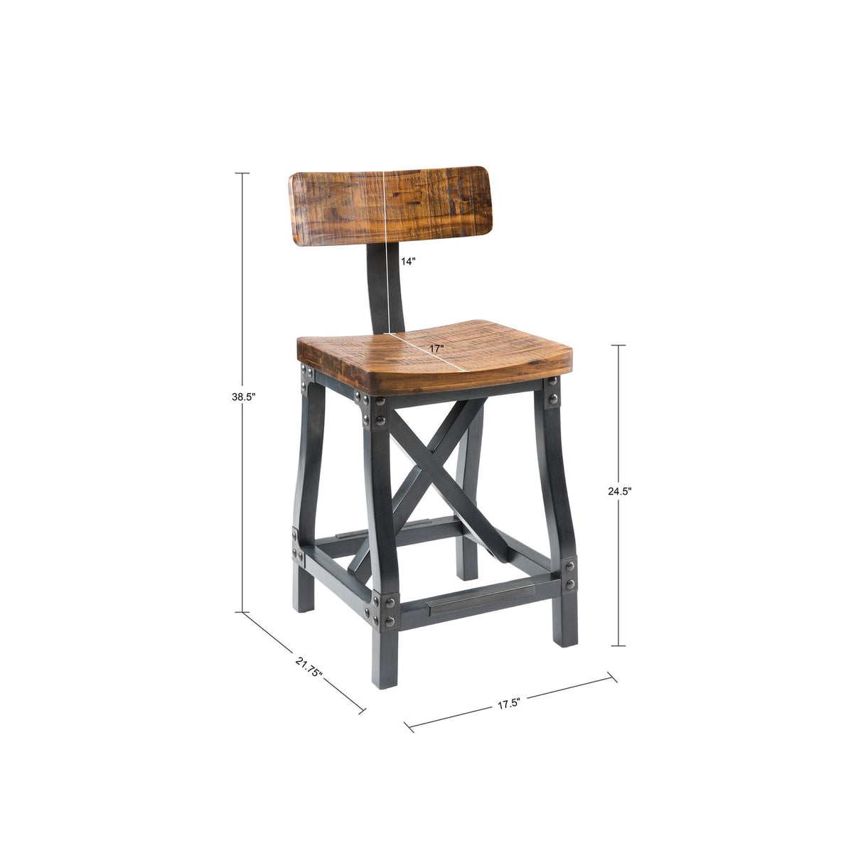 Amber Wood Counter Stool for Dining Room Kitchen Seating