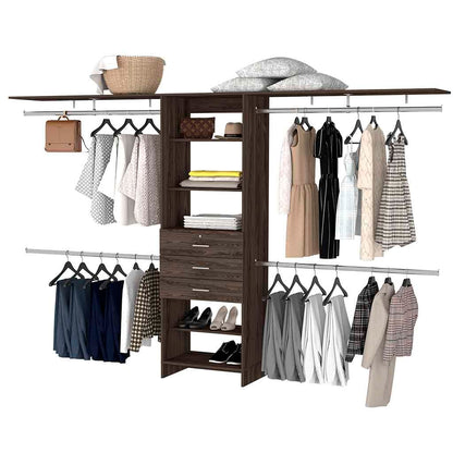 Brown Particle Board 3-Drawer Closet System 118" W