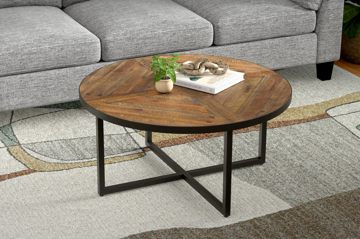 36 Round Brown Solid Wood Coffee Table
