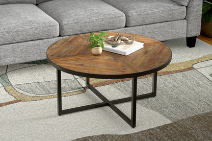36 Round Brown Solid Wood Coffee Table