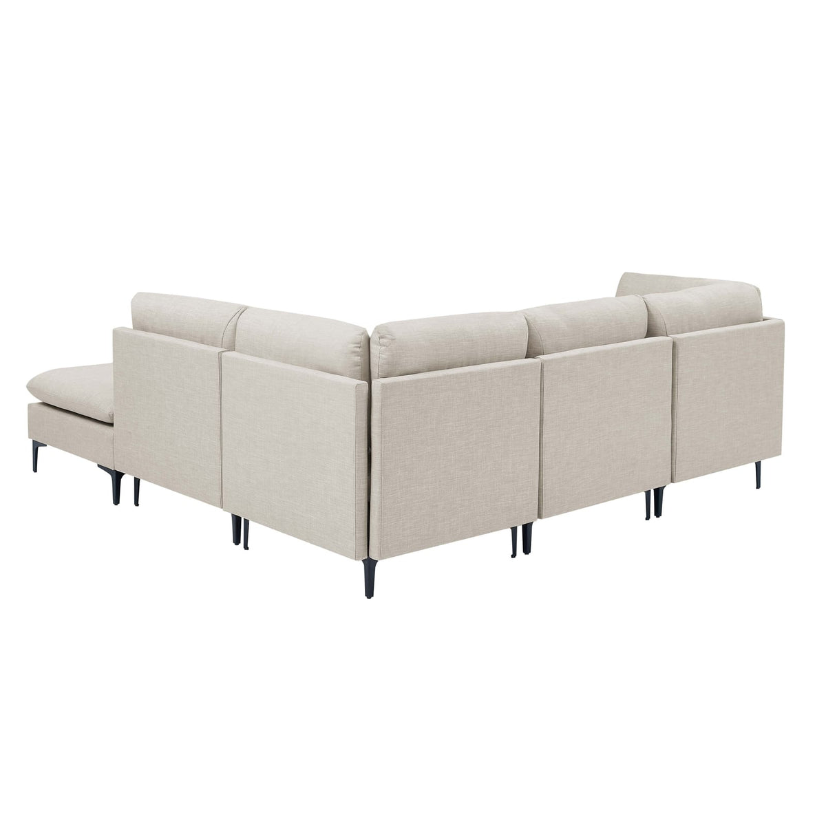 Almond Linen 5 Seat Modular Sectional Sofa with Metal Legs for Living Room
