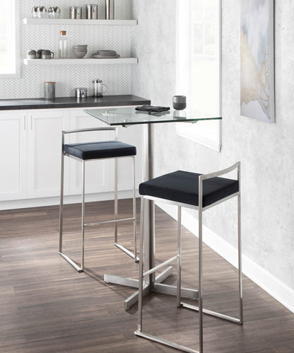 3 Black Faux Leather Barstools - Set of 3