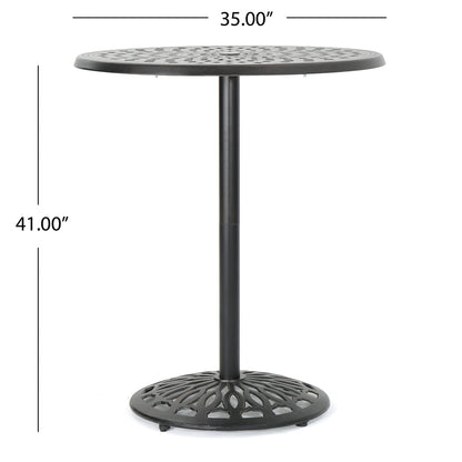 Copper Aluminium Outdoor Bar Table 35 Inch Round