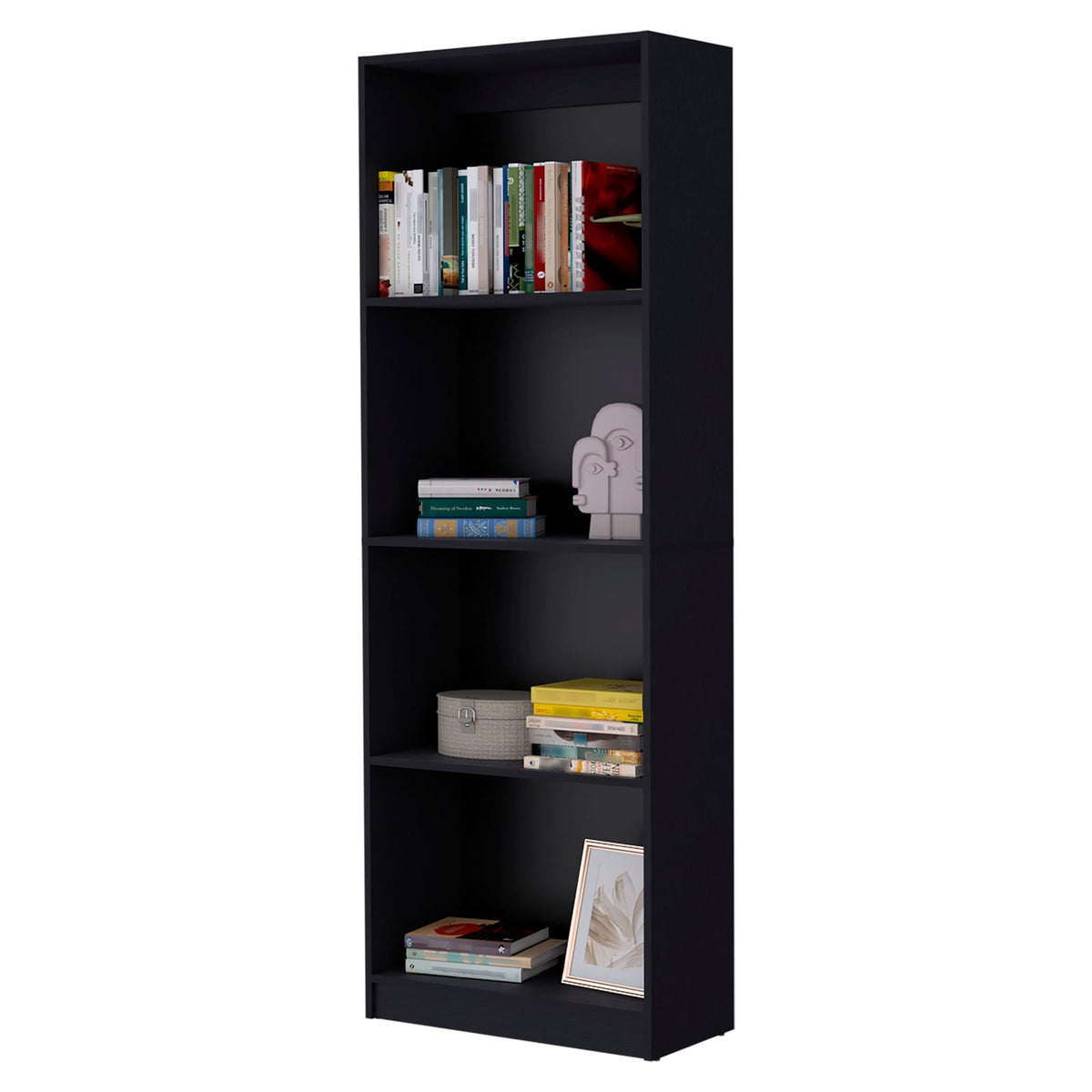 Sutton Bookcase with Tier Storage Shelves - Black Pine