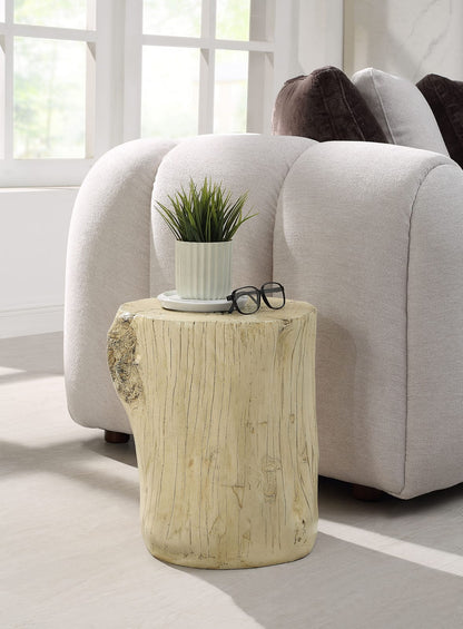 Brown Engineered Stone Accent Table - 13" Round for Living Room
