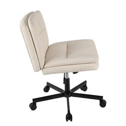 Beige Office Chair with Caster - Modern Living Room Desk Chair