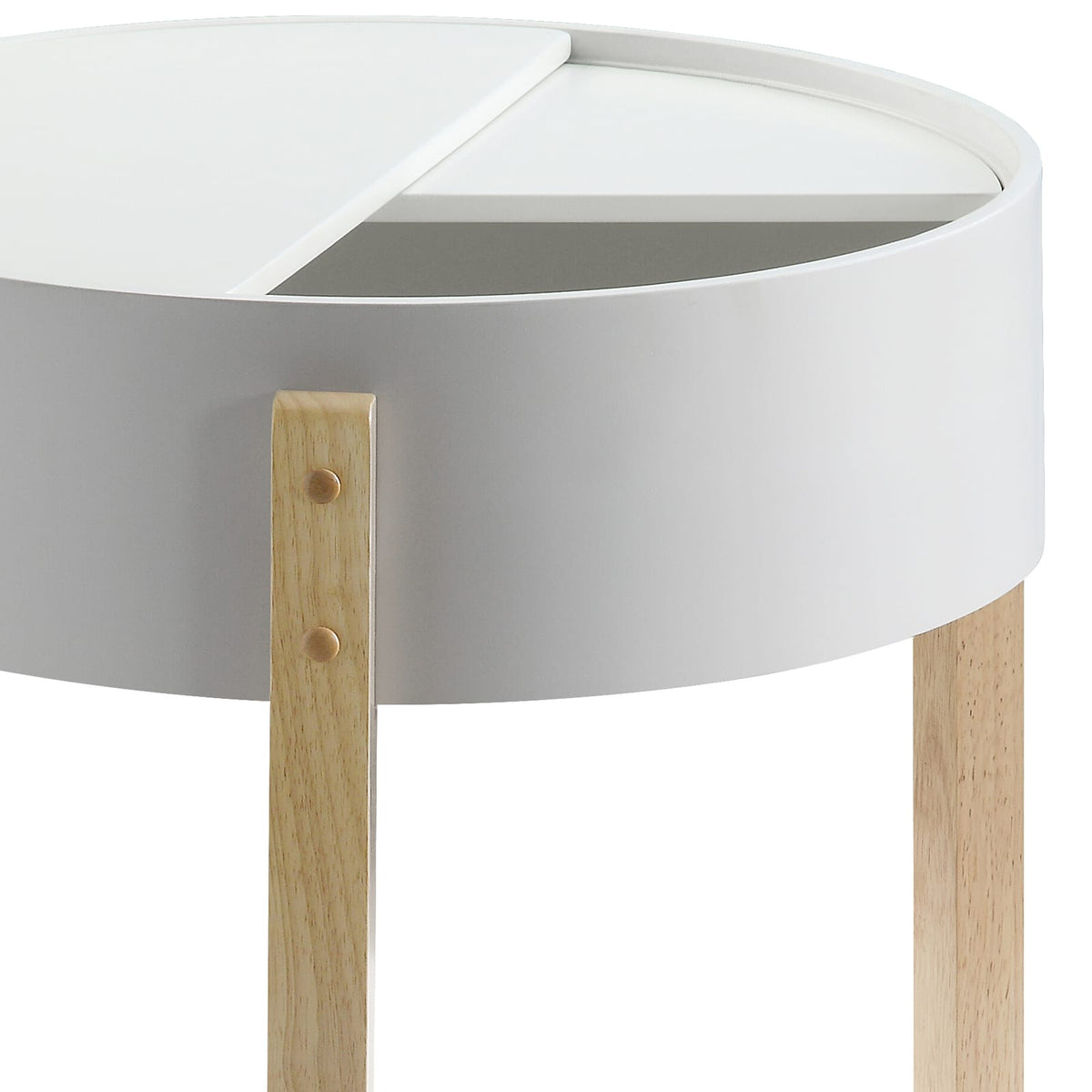 White Round End Table with Storage - 20 Inch Diameter