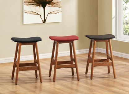 Solid Wood Walnut Finish Counter Height Stools Set of 2 Dark Brown Faux Leather
