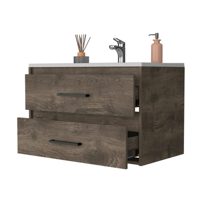 Maine Bathroom Vanity - Wall Mounted, 2 Drawers, Multicolor Particle Board
