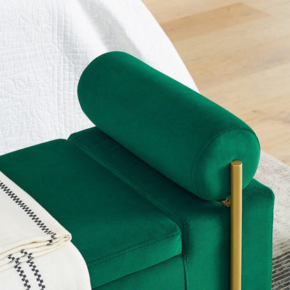Elegant Green Velvet Storage Bench - Hallway, Living Room, Bedroom