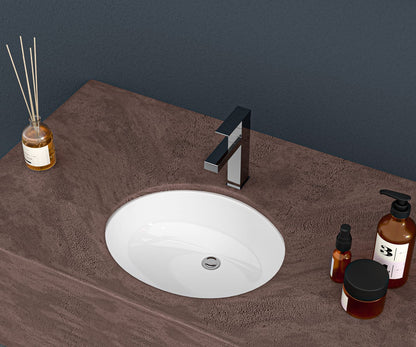 White Ceramic Oval Bathroom Sink - 16.5" x 13.4"