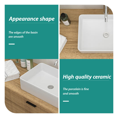 White Ceramic Rectangular Vessel Sink - 19.63" x 13.69"