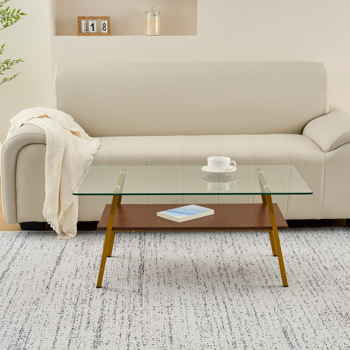 Transparent Glass Coffee Table - Modern Design, Durable Support
