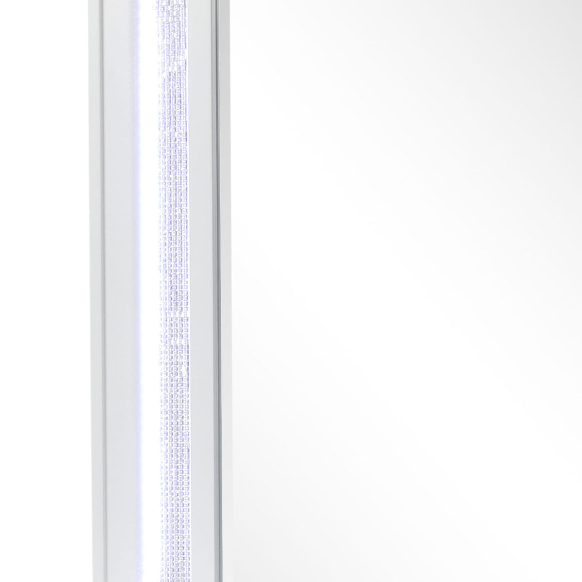 White Wood Nightstand Vanity Mirror with LED Light