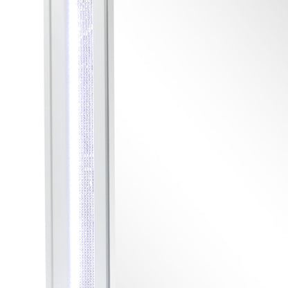 White Wood Nightstand Vanity Mirror with LED Light