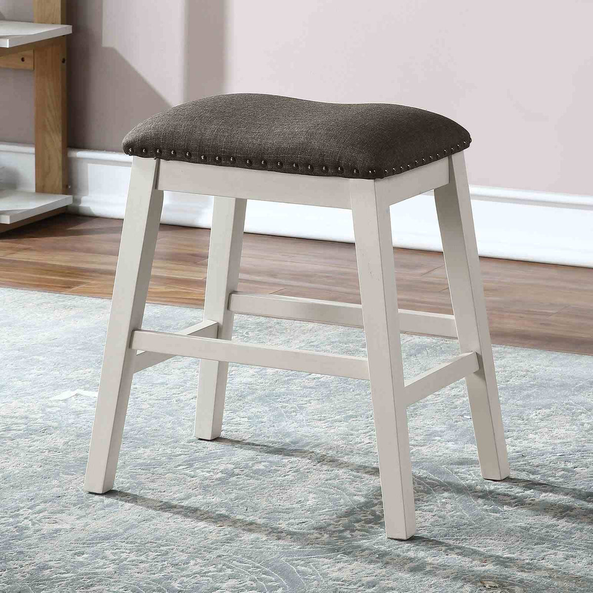 6-Piece Dark Gray Dining Table with 6 Stools for Dining Room