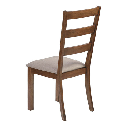 Set of 2 Beige Dining Chairs - Walnut Wood Legs for Living Room