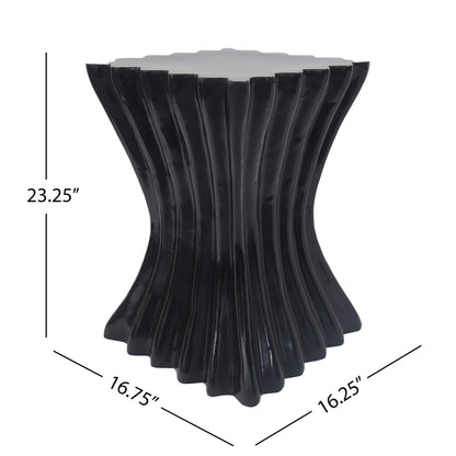 Wave Design Side Table - Black Magnesium Oxide Outdoor Accent