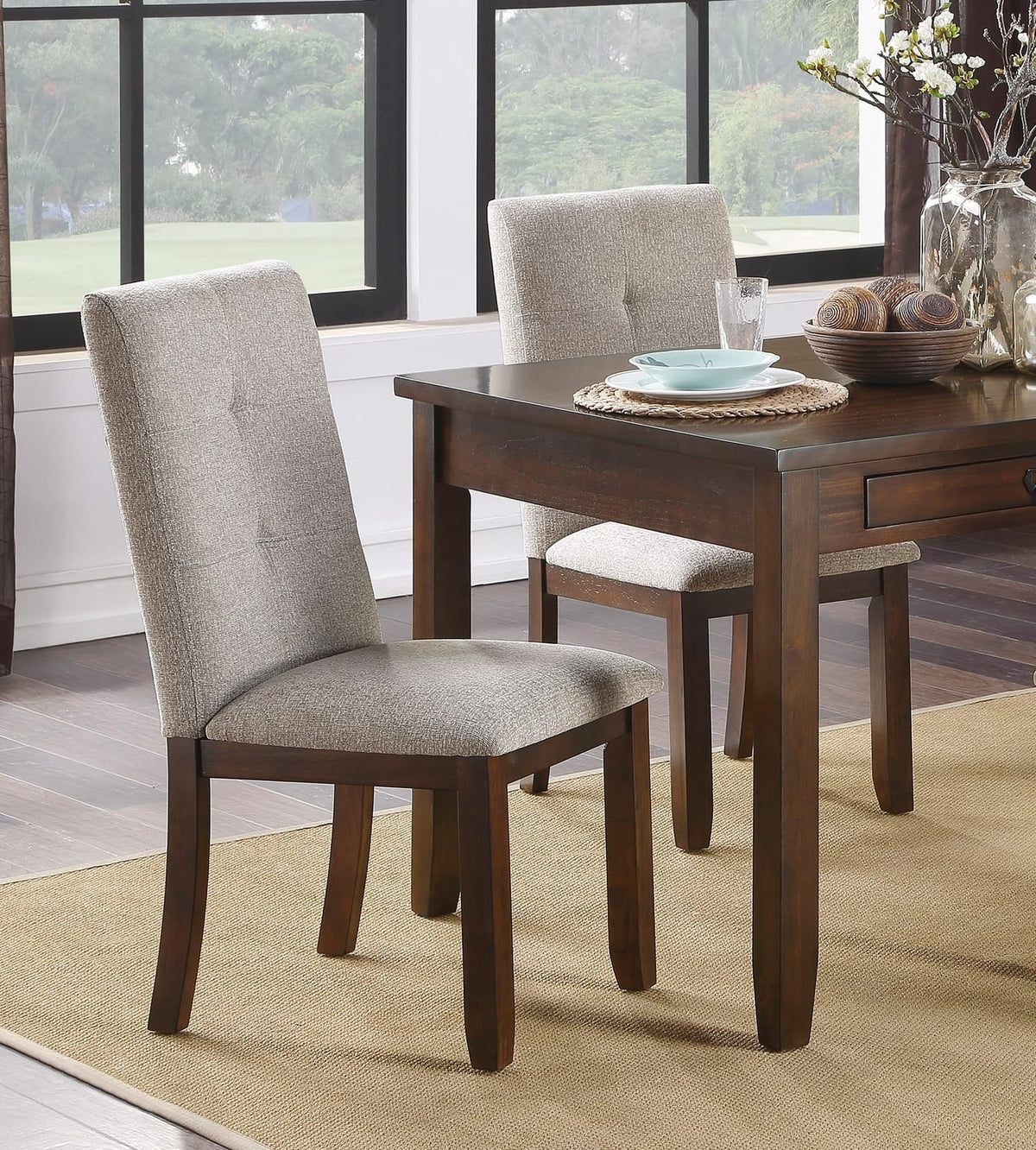 Dark Cherry Dining Set - Table, Bench & 4 Chairs