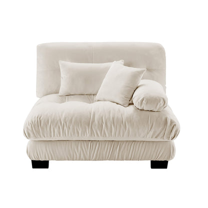 Light Coffee Chenille Sofa - 2 Seat Armless